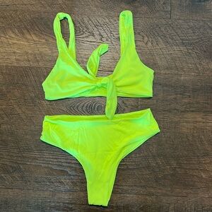Neon Green Ribbed Bikini Size Small
